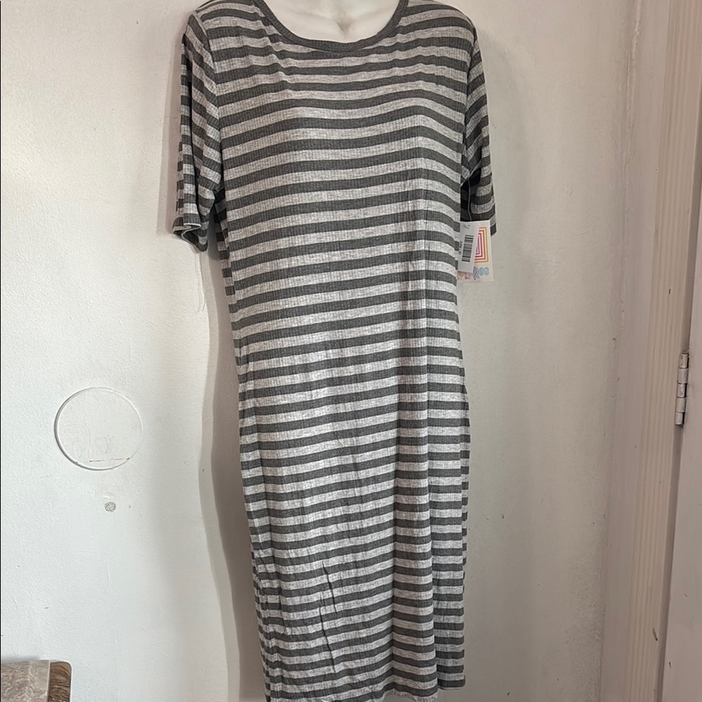 Striped Gray and White Women's Dress